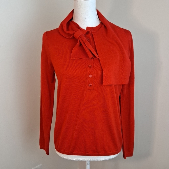 Dior Uniforms Red Wool Blouse with Scarf Detail Size Medium - Picture 8 of 9